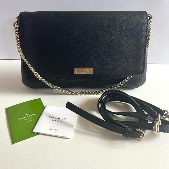 KATE SPADE Leather Black Crossbody Bag with Chain - Picture 1 of 6